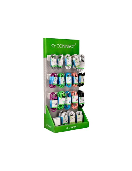 Expositor sobremesa q-connect para cables y cargadores con 48 unidades surtidas