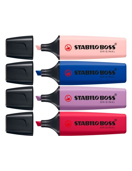 Rotulador stabilo boss fluorescente nature colors wildflower edition estuche de 4 unidades colores surtidos