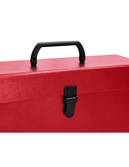 Maletin liderpapel con fuelle y asa carton forrado 19 departamentos 255x390x120 mm color rojo