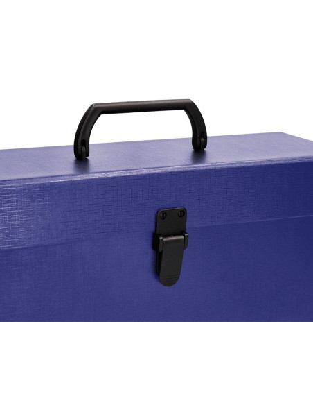 Maletin liderpapel con fuelle y asa carton forrado 19 departamentos 255x390x120 mm color azul