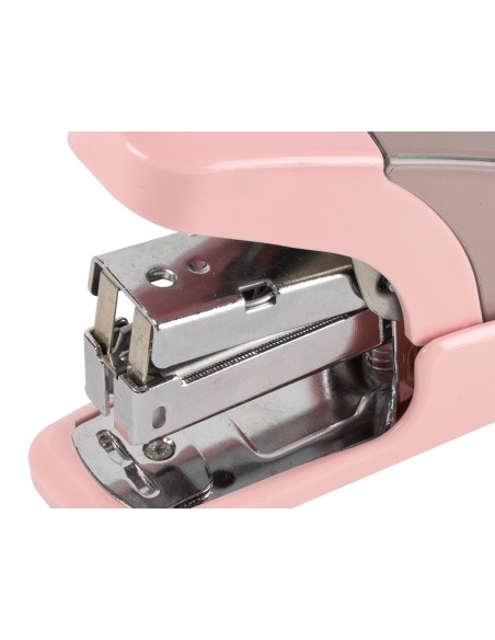 Grapadora liderpapel micro con regalo de caja de 1000 grapas 24/6 26/6 capacidad 20 hojas rosa