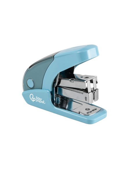 Grapadora liderpapel micro con regalo de caja de 1000 grapas 24/6 26/6 capacidad 20 hojas celeste