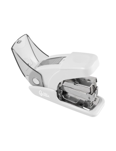 Grapadora liderpapel micro con regalo de caja de 1000 grapas 24/6 26/6 capacidad 20 hojas blanco