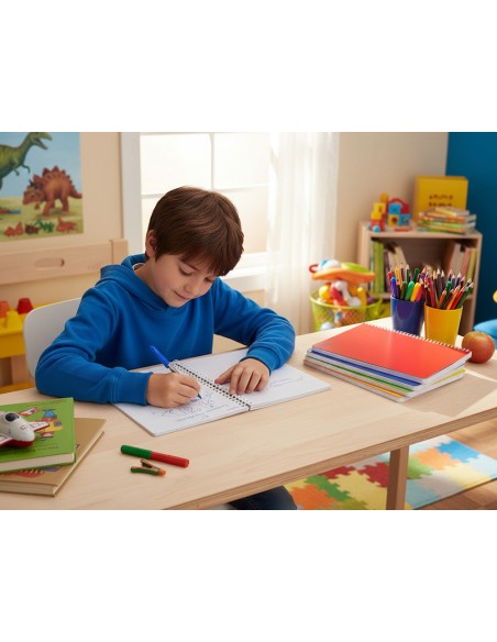 Cuaderno espiral liderpapel a4 wonder tapa plastica 80h 90gr cuadro 4mm con margen pack 5+1 colores surtidos