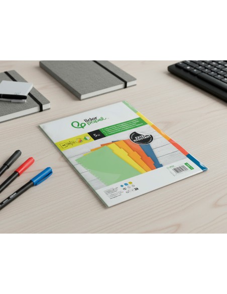Separador liderpapel polipropileno juego de 5 separadores a4 multitaladro 500 micras