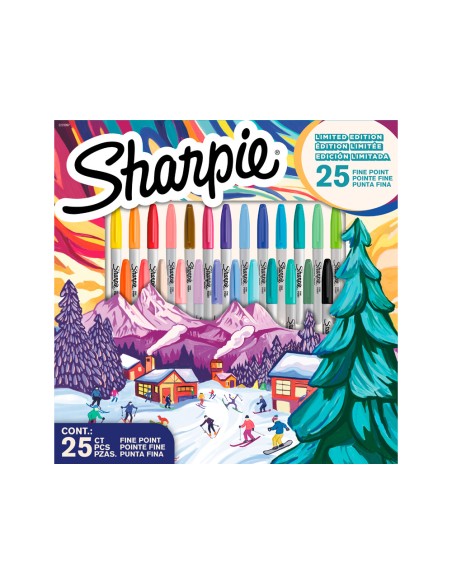 Rotulador sharpie permanente punta fina edicion limitada caja de 25 unidades colores surtidos