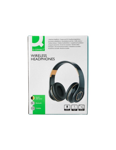 Auricular q-connect bluetooth diadema ajustable y plegable con microfono alcance 10 m color negro