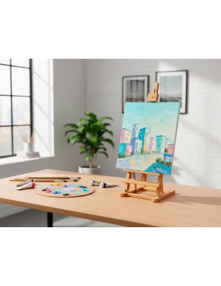 Caballete pintor de sobremesa liderpapel madera de pino barnizado 80x27,5x30 cm certificado fsc