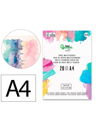 Bloc papel multitecnica liderpapel din a4 para...