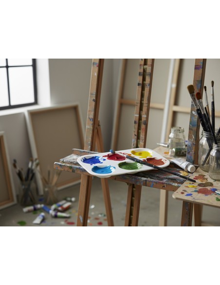 Paleta plastico liderpapel para pintura rectangular con 6 huecos 12.5x8,7 cm