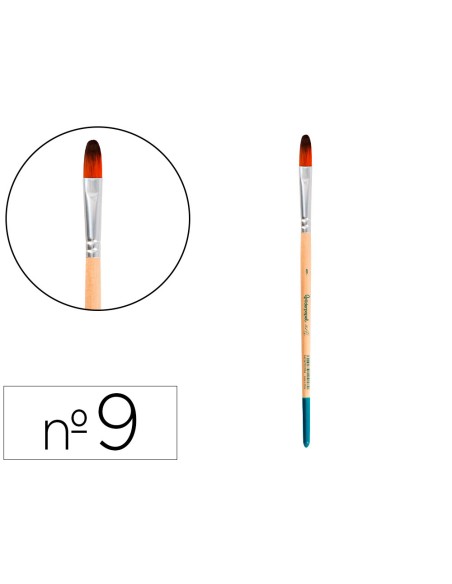 Pincel para pintura acrilica y acuarela liderpapel n 9 punta filbert / lengua gato de pelo sintetico certificado