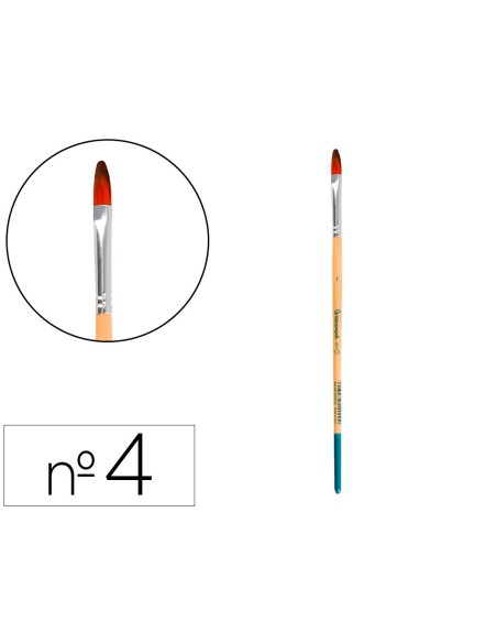 Pincel para pintura acrilica y acuarela liderpapel n 4 punta filbert / lengua gato de pelo sintetico certificado