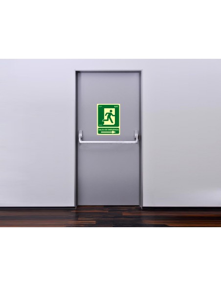 Pictograma archivo 2000 salida de emergencia derecha pvc verde luminiscente 224x300 mm