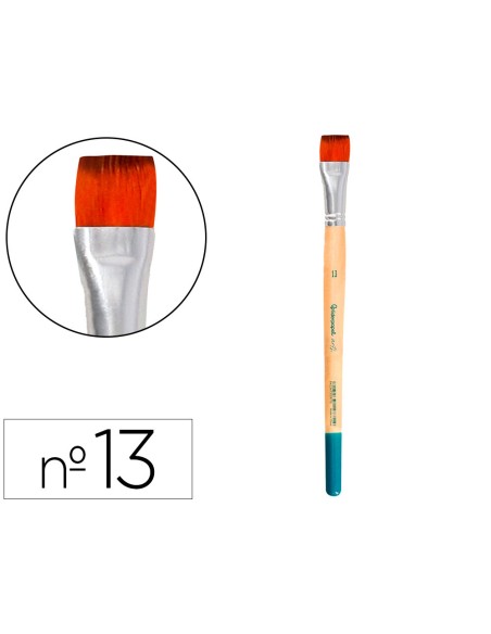 Pincel para pintura acrilica y acuarela liderpapel n 13 punta plana de pelo sintetico certificado fsc