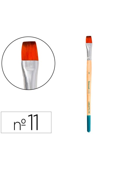 Pincel para pintura acrilica y acuarela liderpapel n 11 punta plana de pelo sintetico certificado fsc
