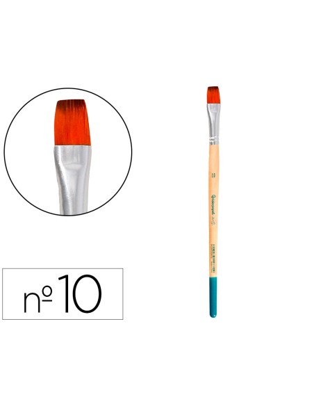 Pincel para pintura acrilica y acuarela liderpapel n 10 punta plana de pelo sintetico certificado fsc