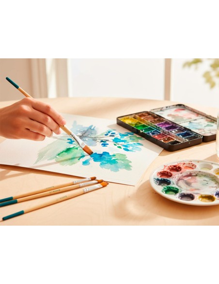 Pincel para pintura acrilica y acuarela liderpapel n 9 punta plana de pelo sintetico certificado fsc