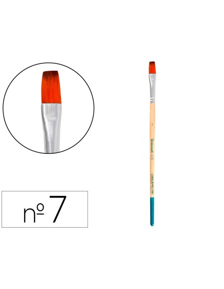 Pincel para pintura acrilica y acuarela liderpapel n 7 punta plana de pelo sintetico certificado fsc