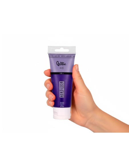 Pintura acrilica liderpapel tubo de plastico de 120 ml color purpura