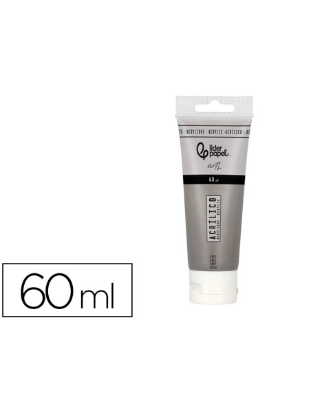 Pintura acrilica liderpapel tubo de plastico de 60 ml color gris
