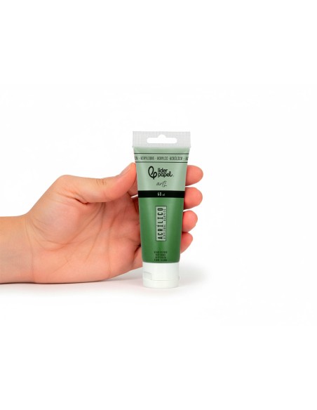Pintura acrilica liderpapel tubo de plastico de 60 ml color verde oscuro