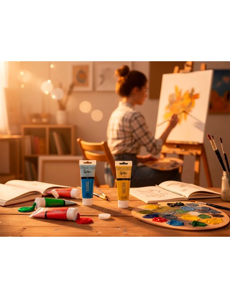 Pintura acrilica liderpapel tubo de plastico de 60 ml color verde oscuro