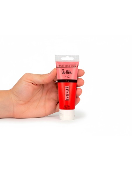 Pintura acrilica liderpapel tubo de plastico de 60 ml color rojo carmin