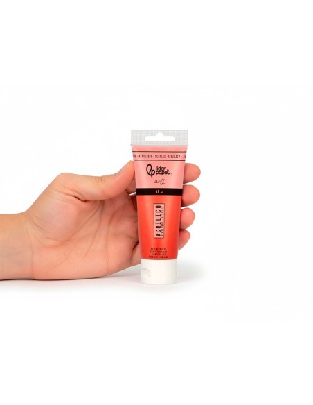 Pintura acrilica liderpapel tubo de plastico de 60 ml color rojo bermellon