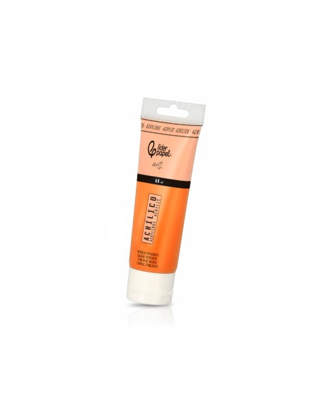 Pintura acrilica liderpapel tubo de plastico de 60 ml color naranja permanente