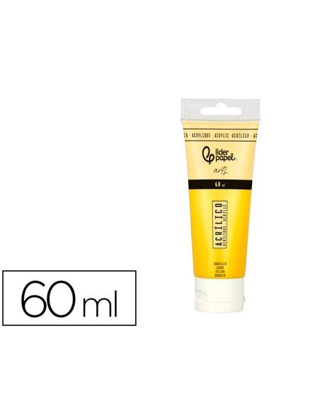 Pintura acrilica liderpapel tubo de plastico de 60 ml color amarillo