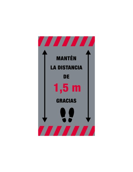 Alfombra para suelo de paso novus manten la distancia de 1,5 m gracias fondo gris 85x150 cm