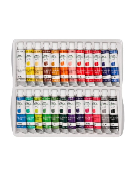 Pintura acrilica liderpapel caja de 24 tubos de aluminio de 12 ml colores surtidos