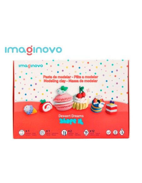 Pasta para modelar imaginovo de secado al aire set de 12 colores shape it dessert dream herramientas e instrucciones