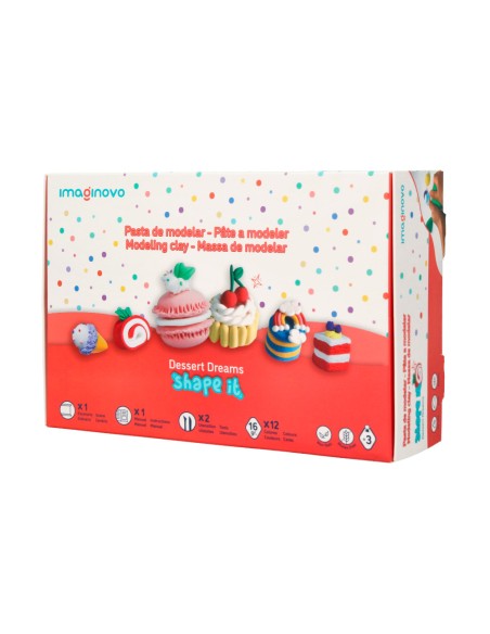 Pasta para modelar imaginovo de secado al aire set de 12 colores shape it dessert dream herramientas e instrucciones