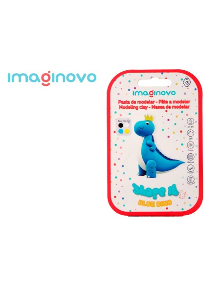 Pasta para modelar imaginovo de secado al aire set de colores surtidos con instrucciones dinosaurio azul
