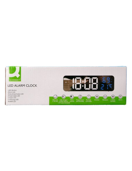 Reloj q-connect de pared y sobremesa digital con temperatura 230x35x70 mm