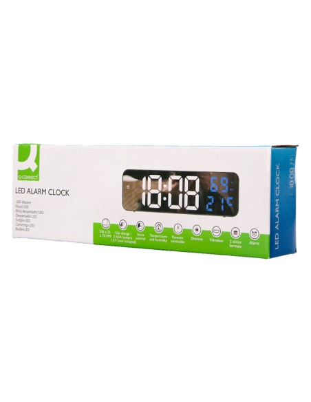 Reloj q-connect de pared y sobremesa digital con temperatura 230x35x70 mm