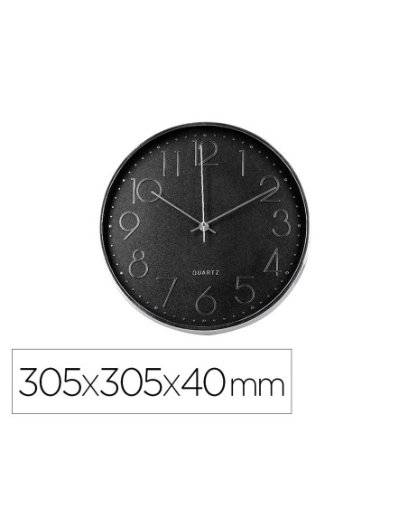 Reloj q-connect de pared analogico plateado silencioso 305x305x40mm