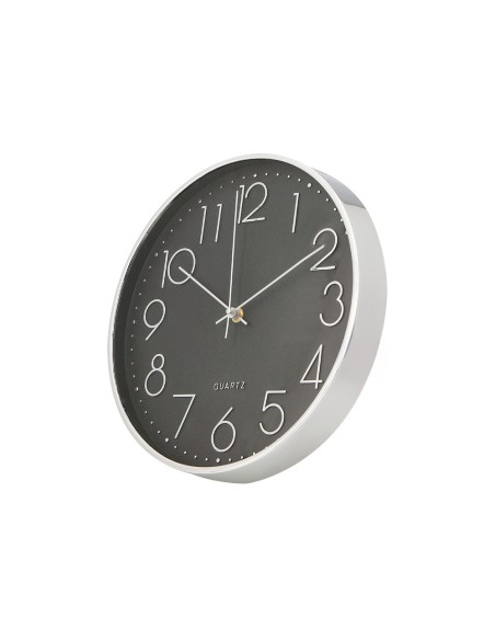 Reloj q-connect de pared analogico plateado silencioso 305x305x40mm