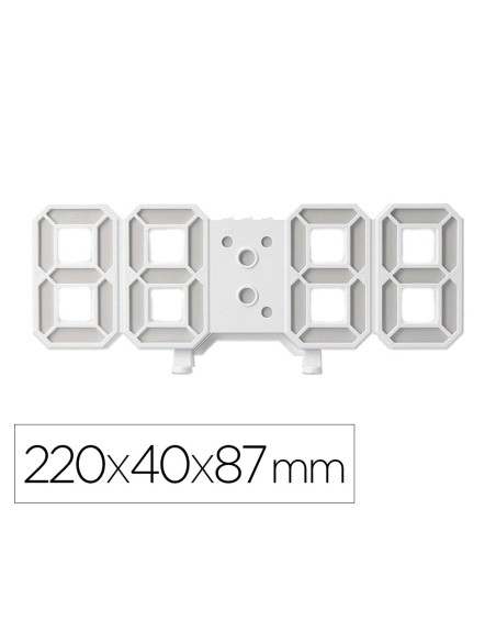 Reloj q-connect de pared digital con temperatura 3 alarmas control de sonido 220x40x87 mm