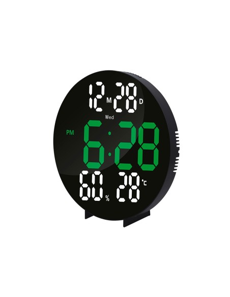 Reloj q-connect digital de pared digital con alarma redondo 27 cm