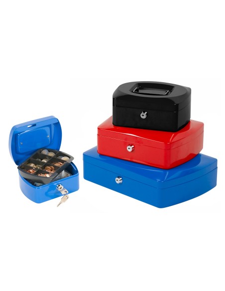 Caja caudales q-connect 6\" 152x115x80 mm azul con portamonedas