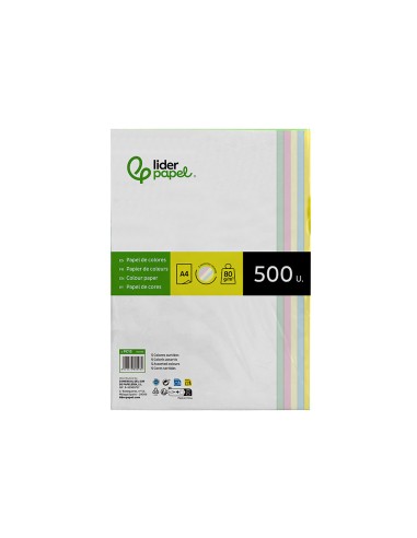 Papel color liderpapel a4 80gr 5 colores...