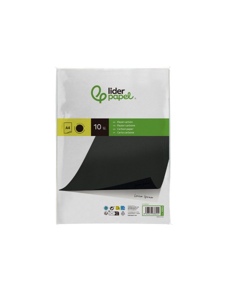 Papel carbon liderpapel negro din a4 bolsa de 10 hojas