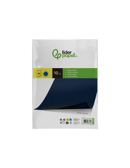 Papel carbon liderpapel azul din a4 bolsa de 10 hojas