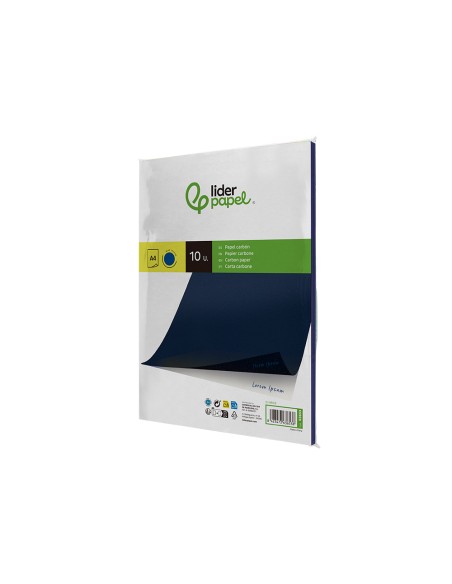 Papel carbon liderpapel azul din a4 bolsa de 10 hojas