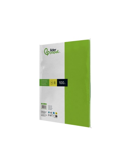 Papel color liderpapel a4 80gr verde intenso paquete de 100 hojas