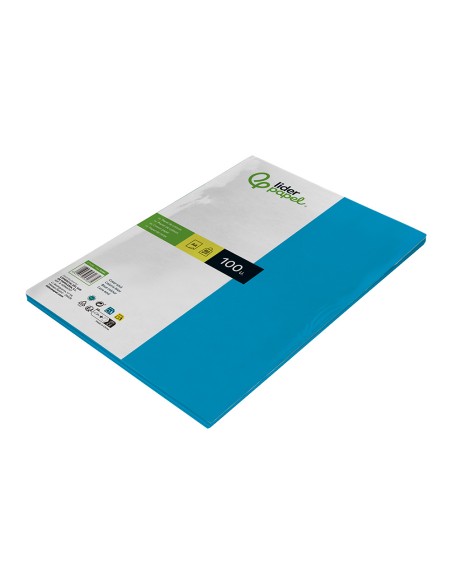 Papel color liderpapel a4 80gr azul turquesa paquete de 100 hojas