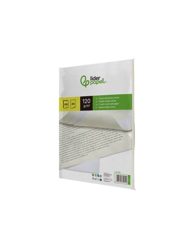 Papel verjurado liderpapel a4 120g/m2 crema...