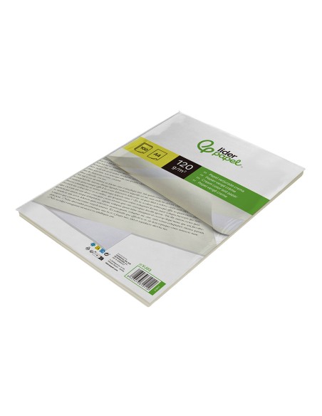 Papel verjurado liderpapel a4 120g/m2 crema paquete de 100 hojas